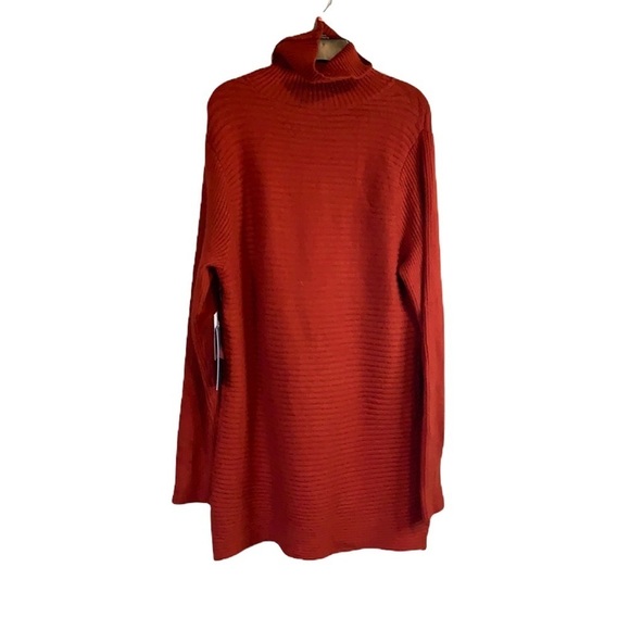 NWT Devotion by Cyrus Rust Ottoman Rib Knit Turtle Neck Tunic Sweater Small - Picture 2 of 10
